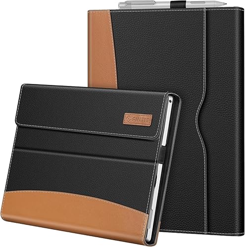 Funda Fintie para Microsoft Surface Pro 7 Plus, Surface Pro 7/6/5/4/3 de 12,3 pulgadas - Cubierta de negocios tipo portafolio con bolsillo, Negro