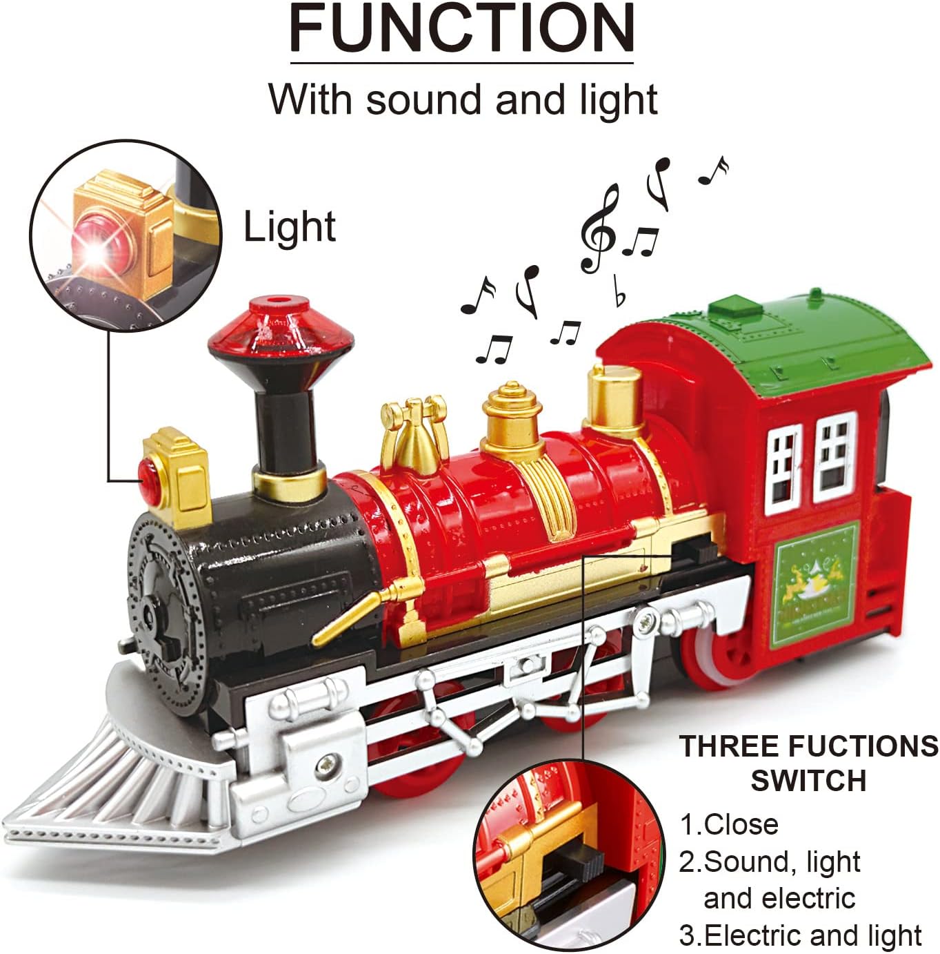 Christmas Kids Train Set, Train Toy Set Track Suspend Around Xmas Tree With Electric Engine Lights Sound, Electric Train Set For Kids Easy Assemble Locomotive Railway Car Playsets Gift For Boys Girls