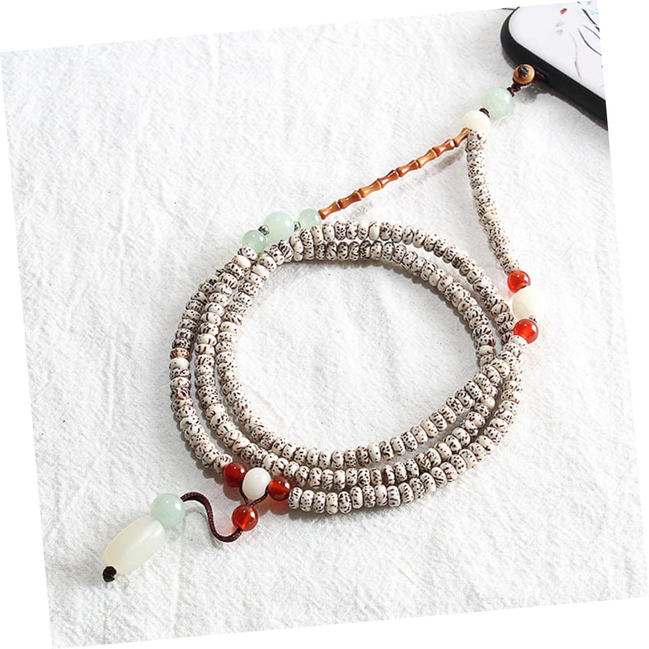 Housoutil Collier Perles 3 Pièces chaîne de téléphone collier téléphone rétro poignet cordon (s corde de sangles de portable longue appareil photo perlé badge