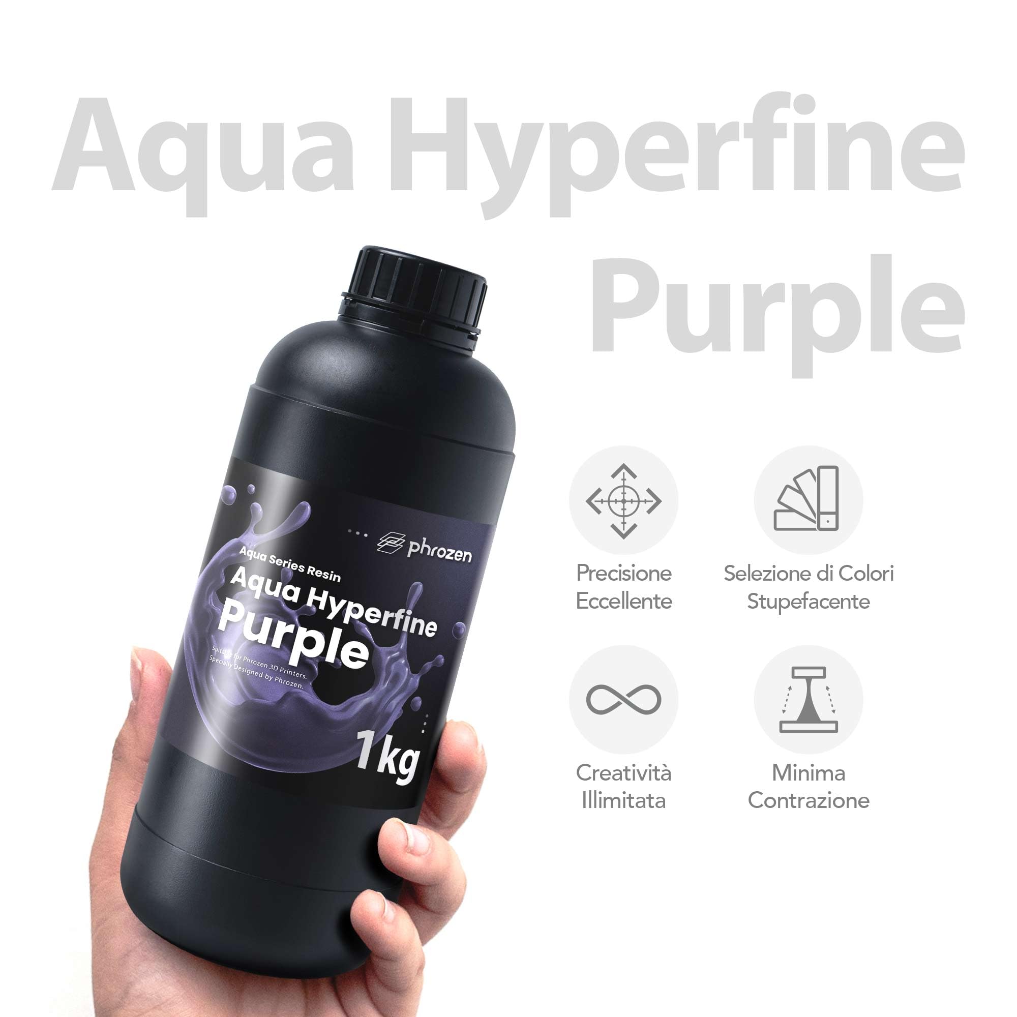 Phrozen Aqua Hyperfine Photopolymerharz, Set Violett und Rot, je 1 kg, Hochauflösend für 3D-LCD-Drucker mit 9K, 12K und höher