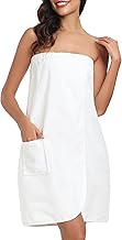 Lovasy Women's Bath Towel Robe Wrap Large Spa Towel with Adjustable Buttons Soft Lightweight Sauna Kilt with Pocket