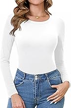 Totatuit Rundhlas Women's Long-Sleeved Shirt Elegant Cotton Thin Undershirt T-Shirts Slim Fit Basic Top S-XXL