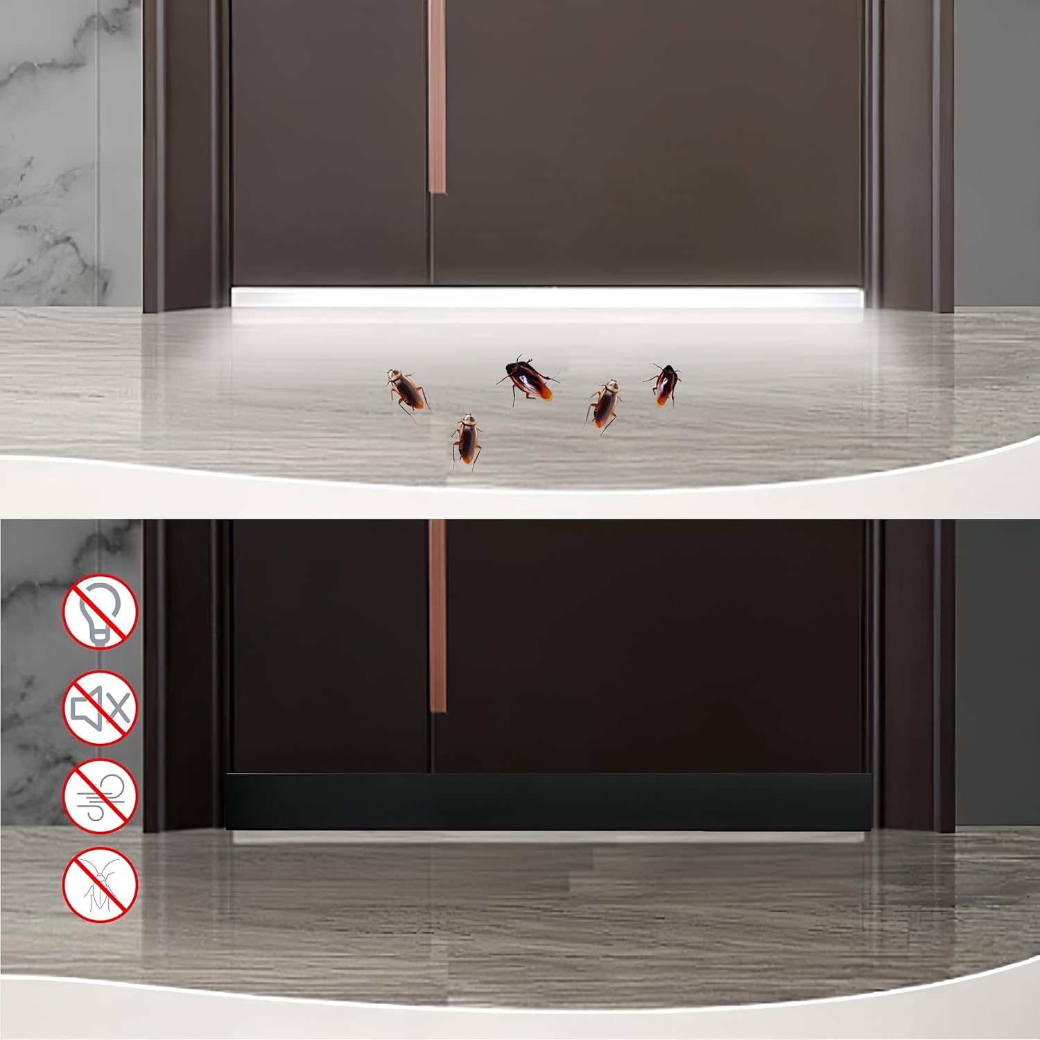 Door Draft Stopper with Brushes,39”Length Cuttable, Weather Stripping Door Seal, Strong Adhesive Door Sweep for Exterior and Interior Doors (Black, 1 Pack)