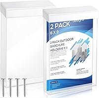 Vista 1 de Remerry 2 piezas de acrílico para folletos al aire libre de 6 x 9 pulgadas, caja de literatura transparente para montaje en pared con tapa blanca