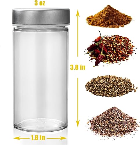 Miniatura 9 de Tianifa 6 tarros de especias negras, botellas de condimento de vidrio de 3 onzas, contenedor de especias, frascos de especias vacíos, botellas