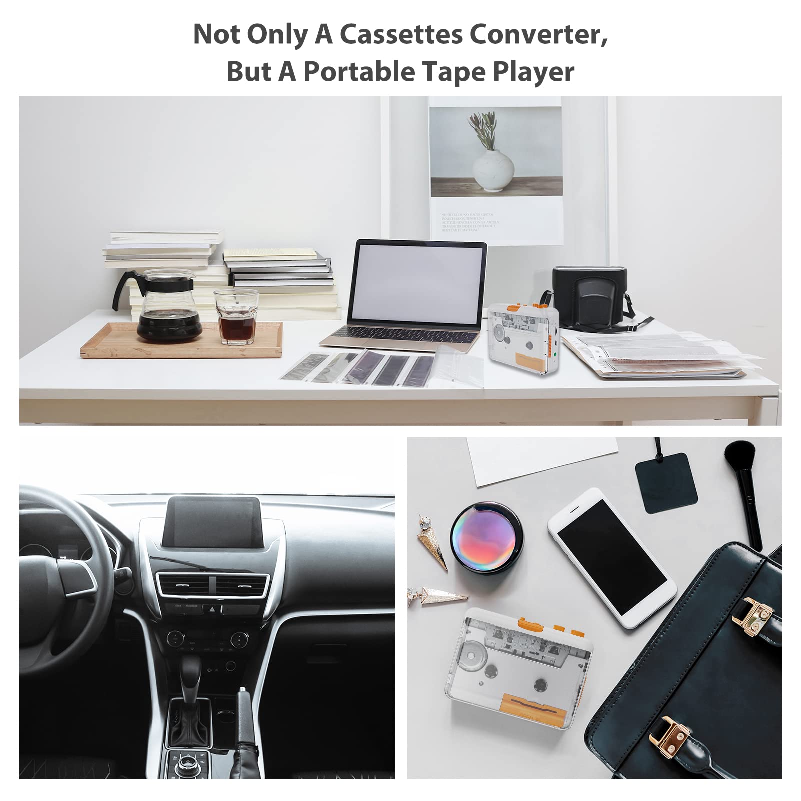 Docooler Reproductor de Cassette portátil – Cassette a MP3/CD grabadora a través de USB Compatible con portátiles y PC, 218SP Cassette Tape Tape a MP3 Converter Grabador vía PC Cassette Tape Player