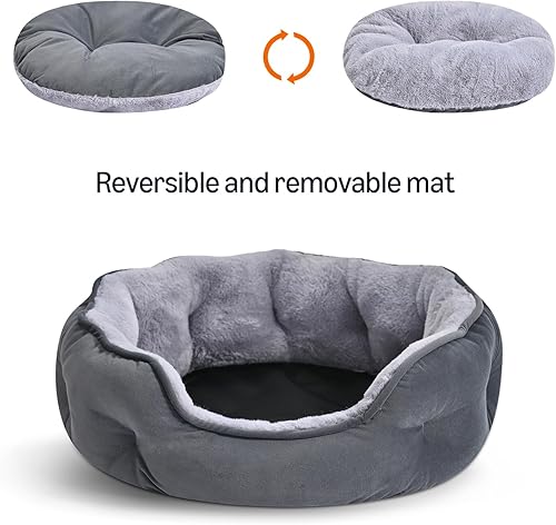 Miniatura 3 de Tienda Basics Cama redonda para perros pequeños, camas para gatos de interior, cama lavable para cachorros con cojín de felpa suave, parte inferior
