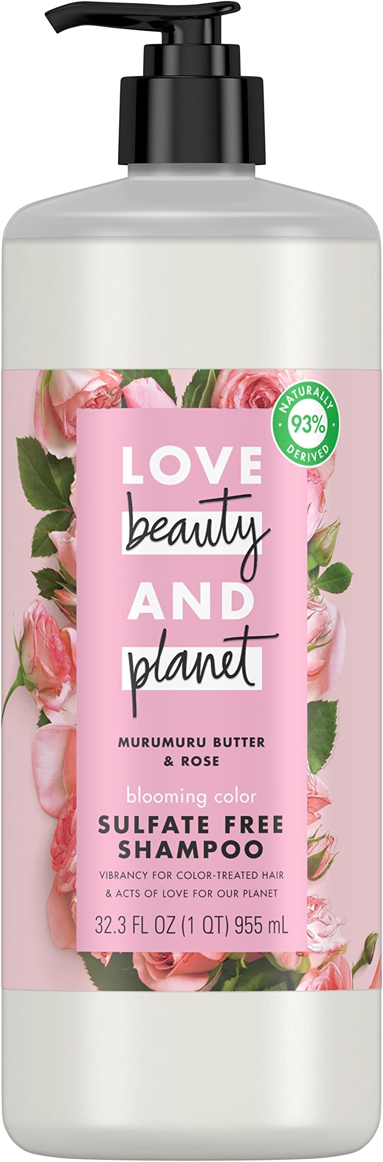 Love Beauty And Planet Blooming Color Sulfate, Paraben, Cruelty & Silicone Free Shampoo for Color Treated Hair Murumuru Butter & Rose, Vegan, 32.3 Fl Oz