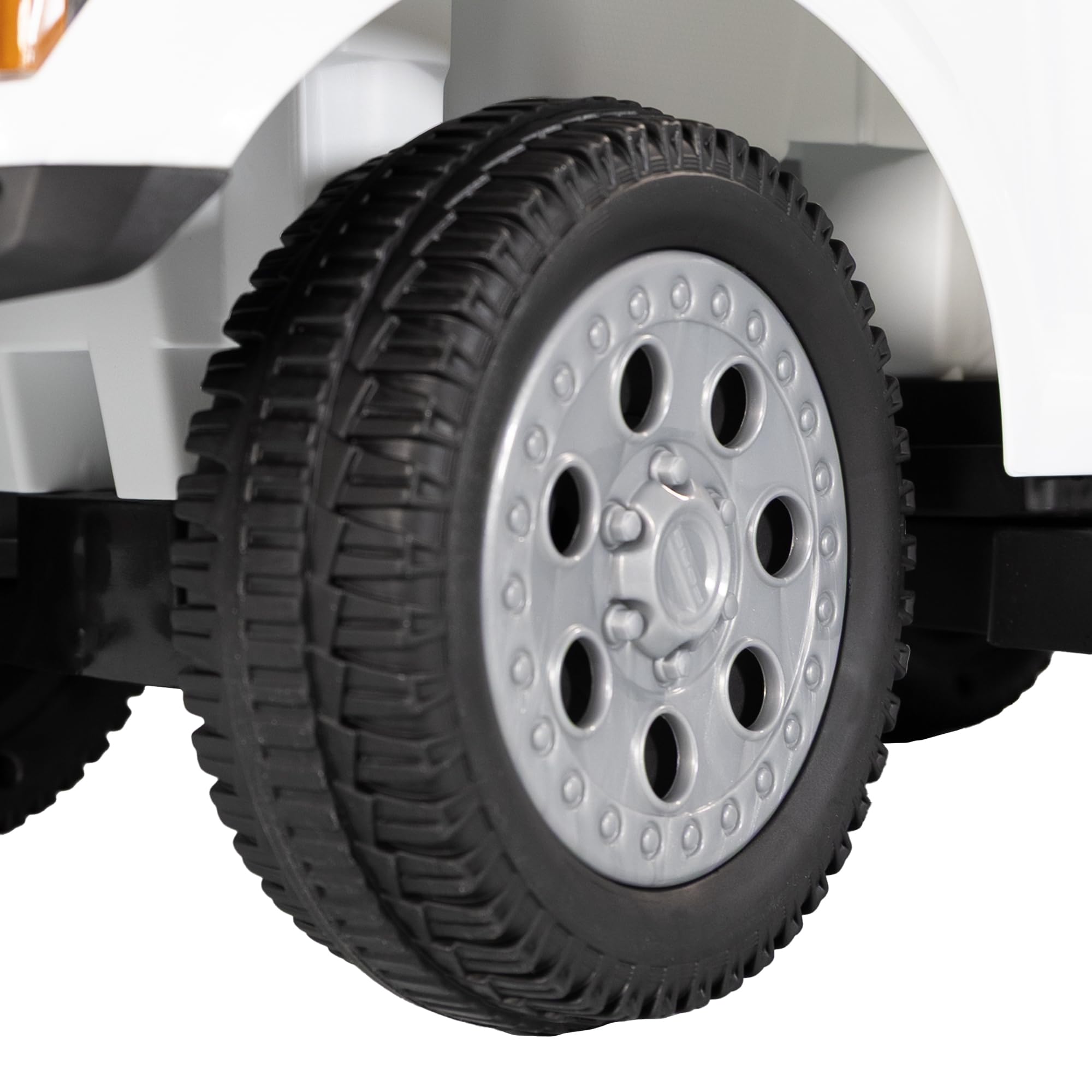 Lemodo Rutschauto Ford F-150 weiß mit Schiebestange, Kinderfahrzeug aus Kunststoff mit Sound-Lenkrad, abnehmbarem Sicherheitsbügel, Fußstütze & Staufach, Rutscherauto ab 1 Jahr