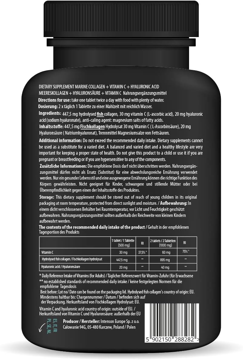 Nature Diet - Marine Collagen with Hyaluronic Acid and Vitamin C, 180 tablets, 500 mg , Peptan F , Fish Collagen - Image 4