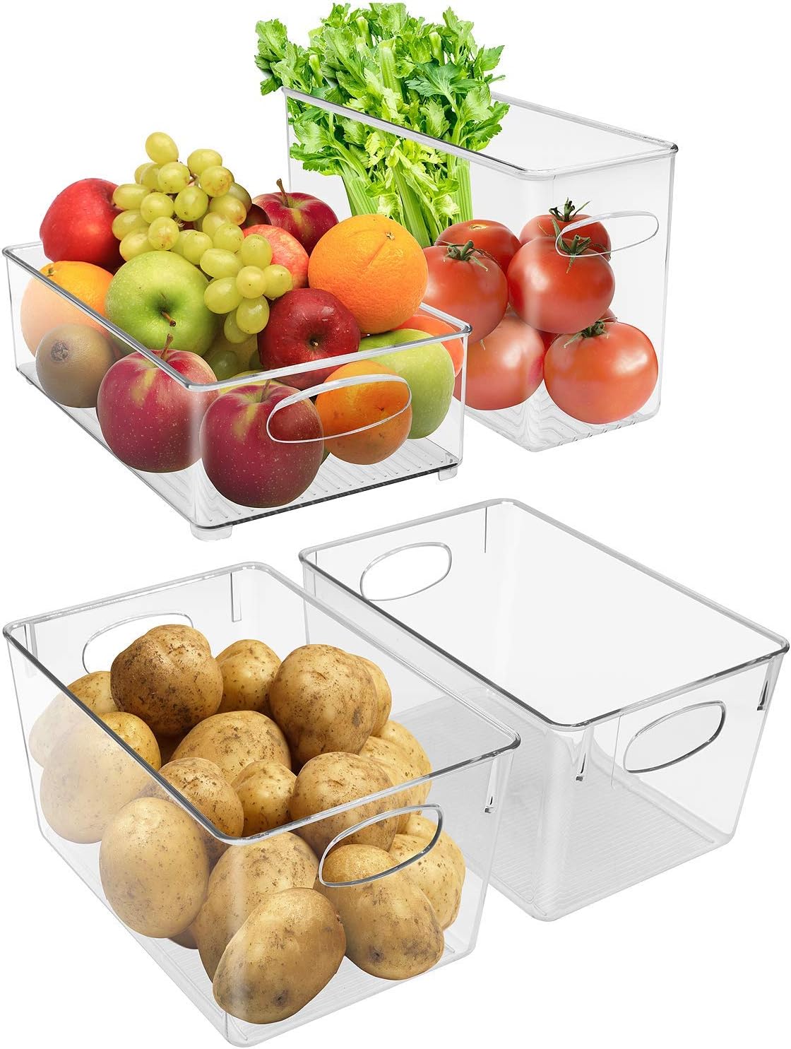 Sorbus Plastic Storage Bins Stackable Clear Pantry Organizer Box Bin for Organizing Kitchen Fridge, Food, Snack Pantry, Fruit, Vegetables, Bathroom, Wide & Narrow Deep Container Set