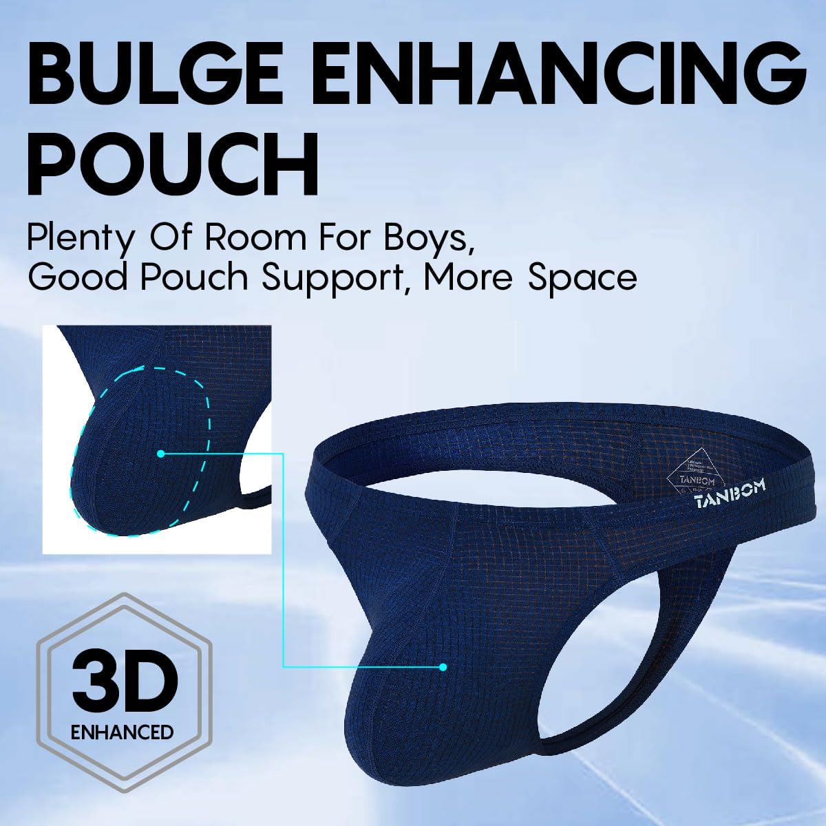 Mens Bulge Pouch Thongs Underwear Sexy Low Rise Striped T-Back Breathable Stretch G Strings - Image 2