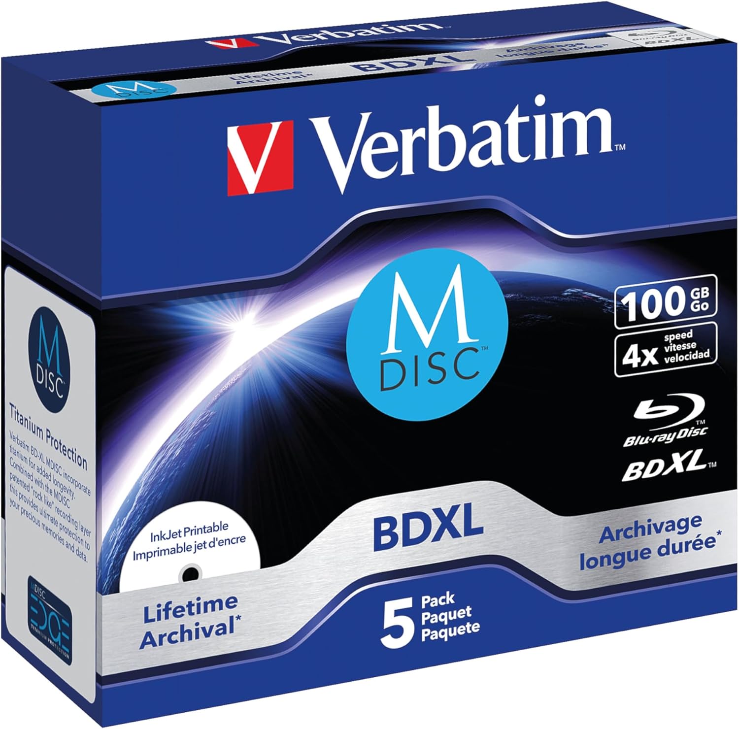 Verbatim 43834 100GB 4x MDISC BDXL archival - 5 pack JC