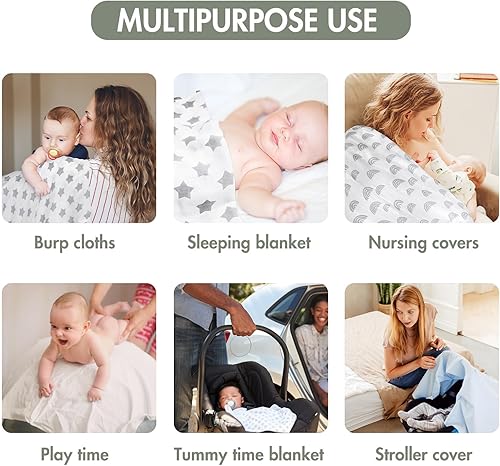 Miniatura 4 de GLLQUEN BABY Manta receptora de muselina de algodón para niño, manta para envolver a recién nacidos, transpirable y suave, mantas para bebé, doble