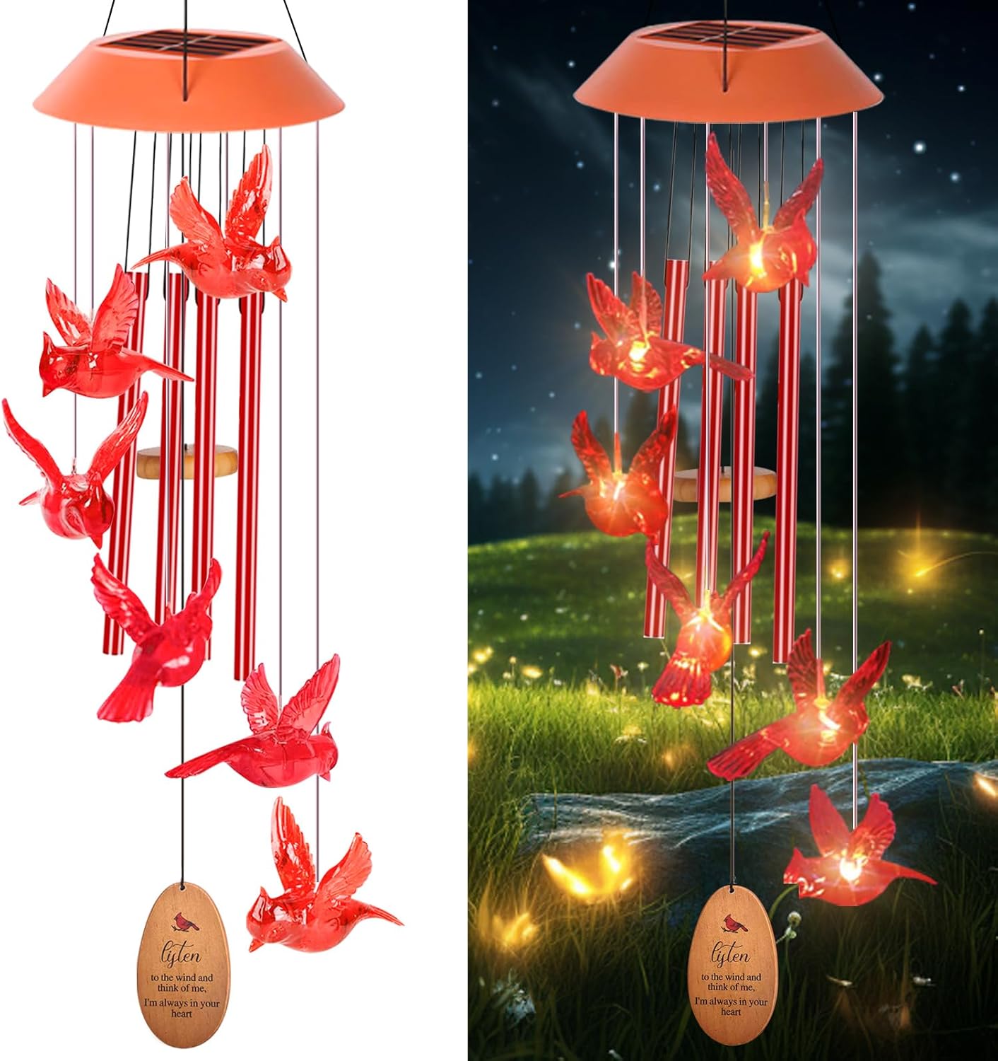 Cardinal Wind Chimes for Outside with 4 Music Aluminum Tubes,Cardinal Wind Chimes for Outside,Best Gifts for Mom Grandma Women Wife Aunt Sister, Unique Mobile Wind Chime, Garden Yard Decor