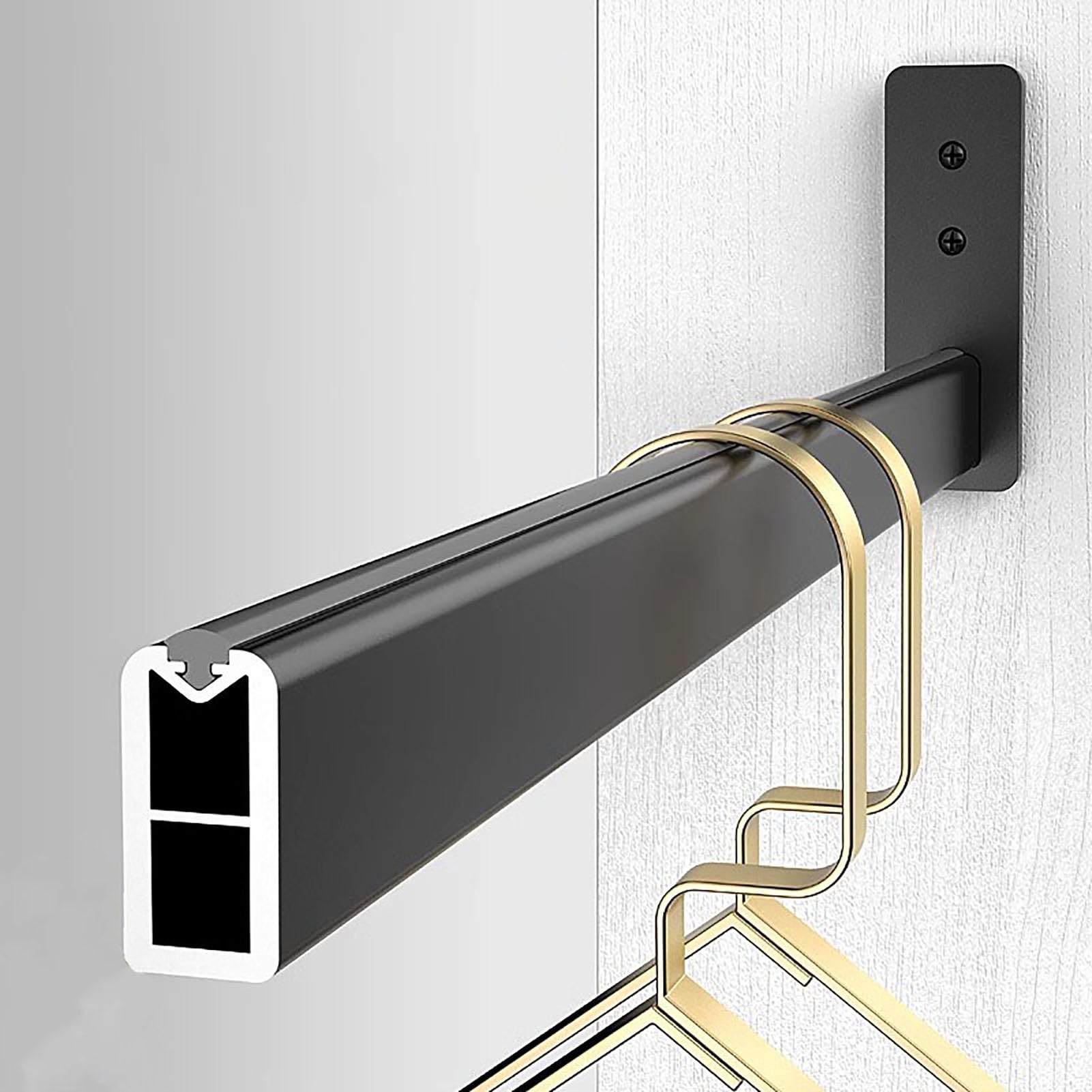 Supporti regolabili in metallo resistente, organizer salvaspazio per armadio, con strisce silenziose, per armadi da 30-92 cm, barra appendiabiti resistente (lunghezza 34,92 cm)
