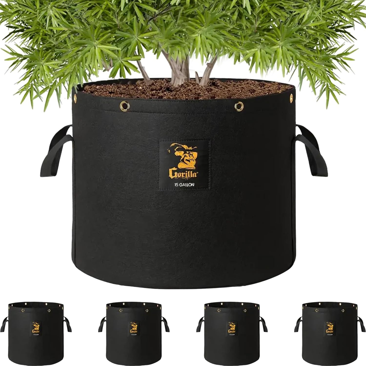 GorillaGrow Tent 15 Gallon Fabric Grow Bags – Heavy Duty