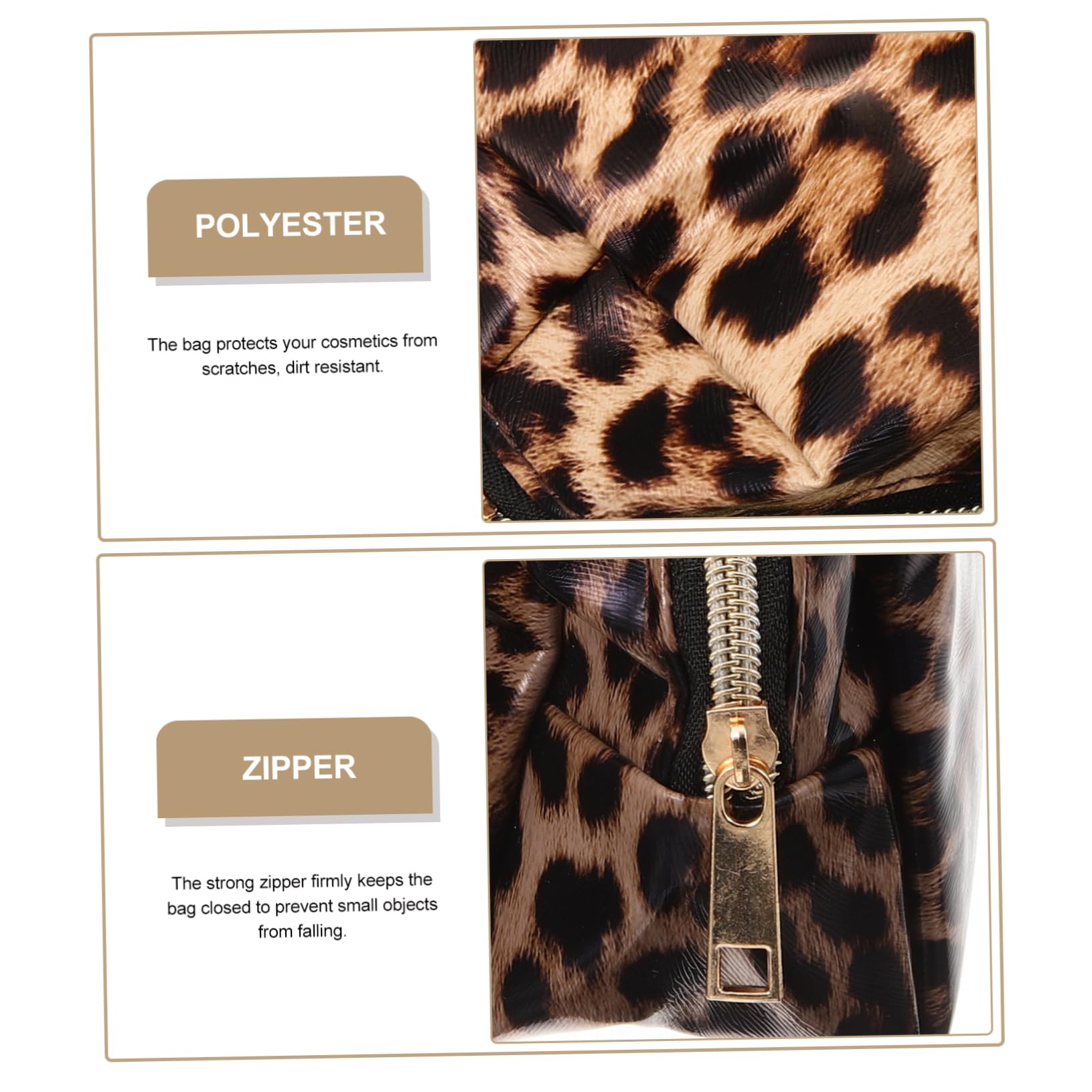 Healeved 6piezas Bolsa De Maquillaje Grande Leopard Pouch Neceser Cosmético Portátil De Capacidad para Cosméticos y Artículos De Aseo Diseño De Negro