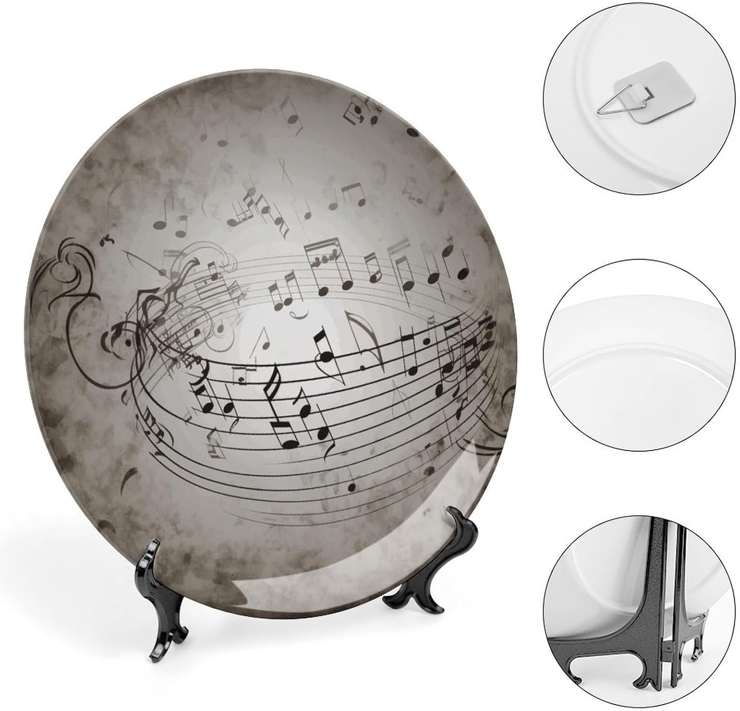 Music Note Wall Bone China Decorative Plate Wall Art with Stand image 4