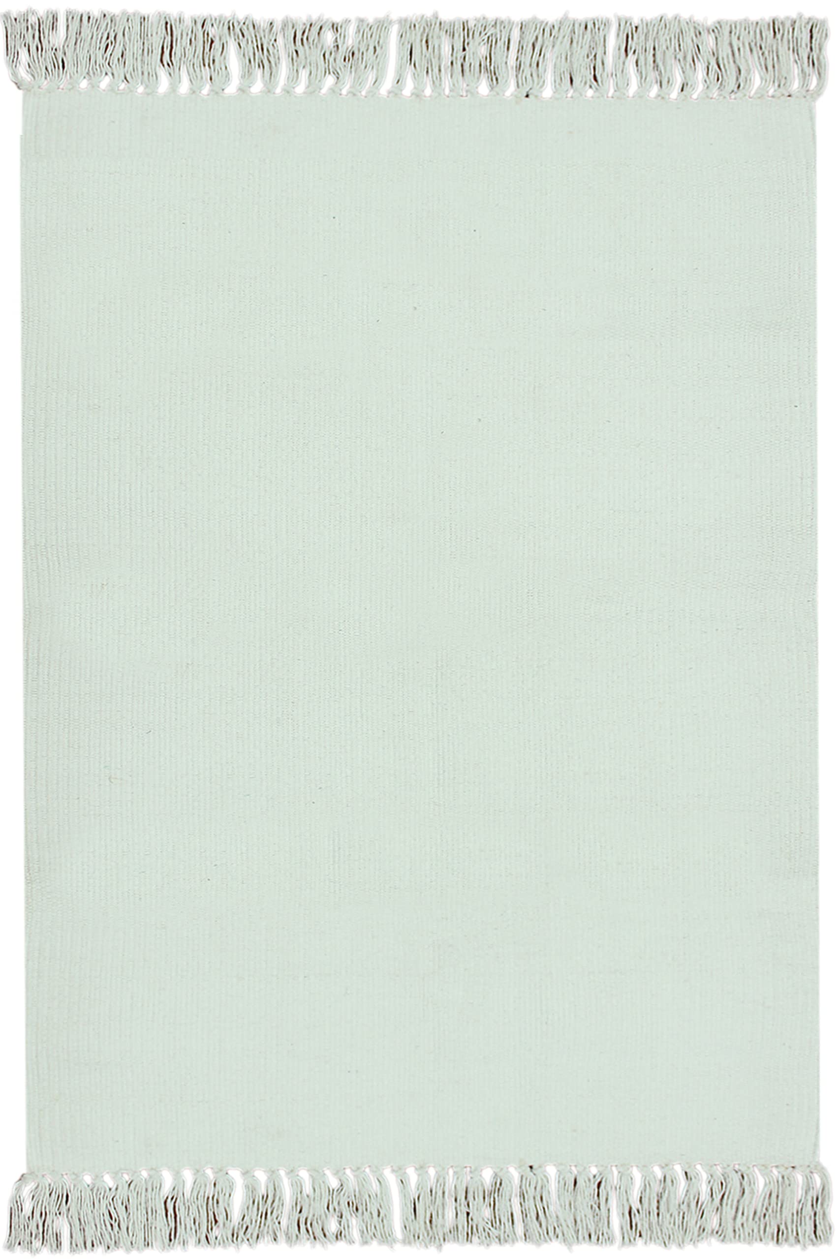 Tapis bohème Kilim en coton uni beige 180x180 cm fait main pour salon et chambre