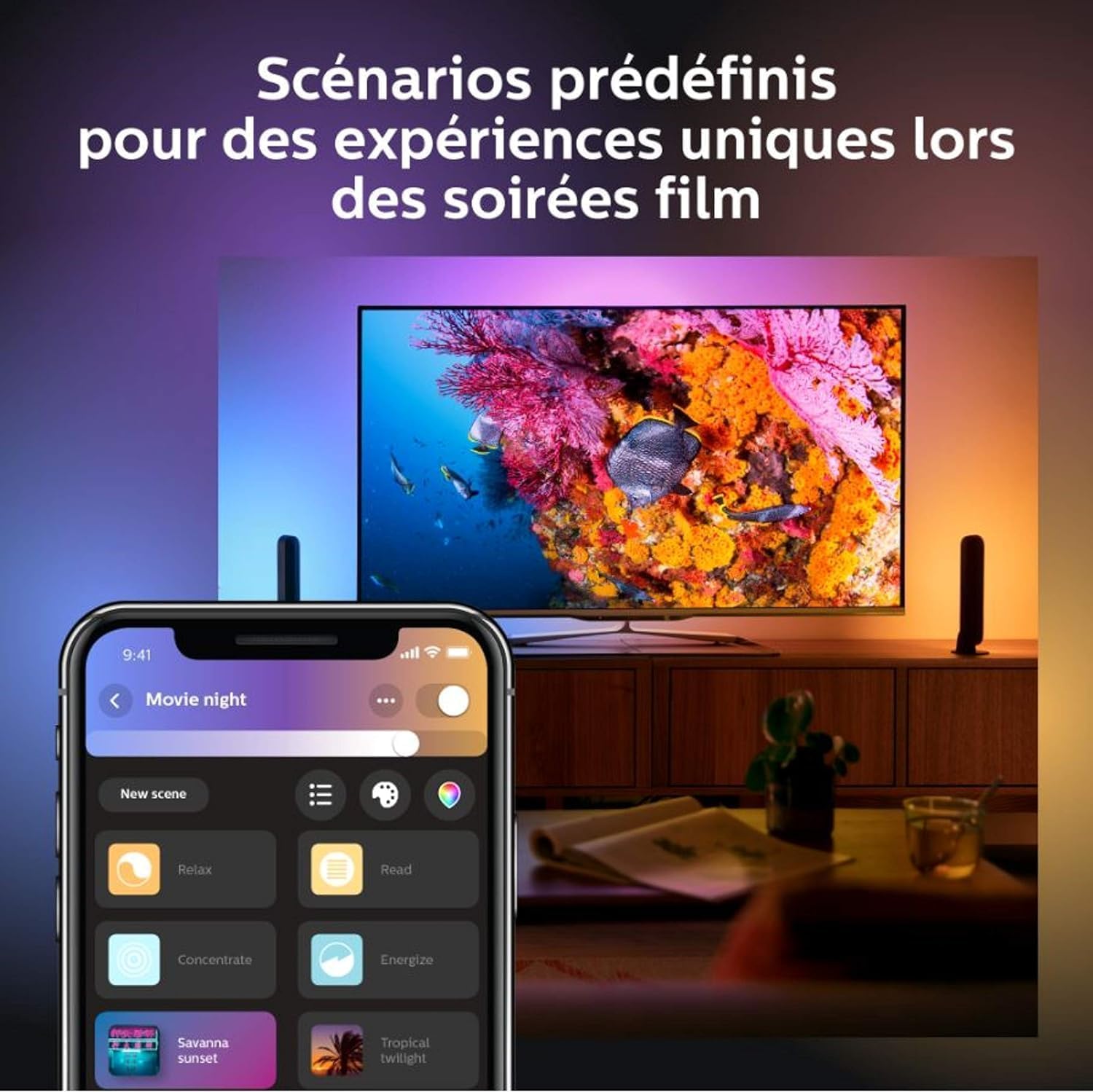 Philips Hue Play White and Color Ambiance LED Barre Lumineuse Connectée, Pack Simple, Noir, Compatible Alexa, Google Assistant, Apple HomeKit
