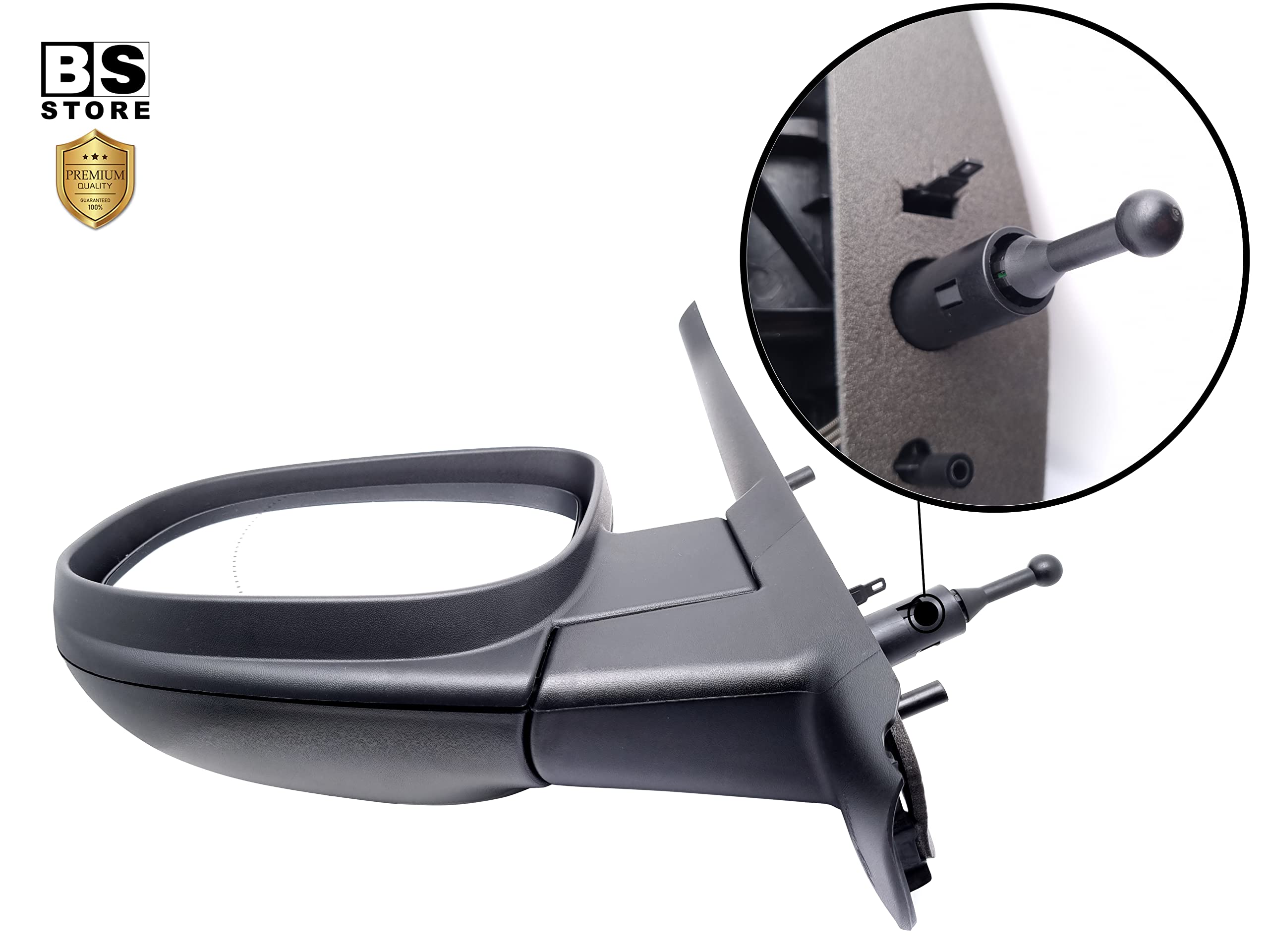BSSTORE Espejo Retrovisor Exterior para KANGOO de 2012 a 2021 y CITAN W45 de 2012 Completo con Ajuste Mecánico (Izquierda - Lado del conductor)