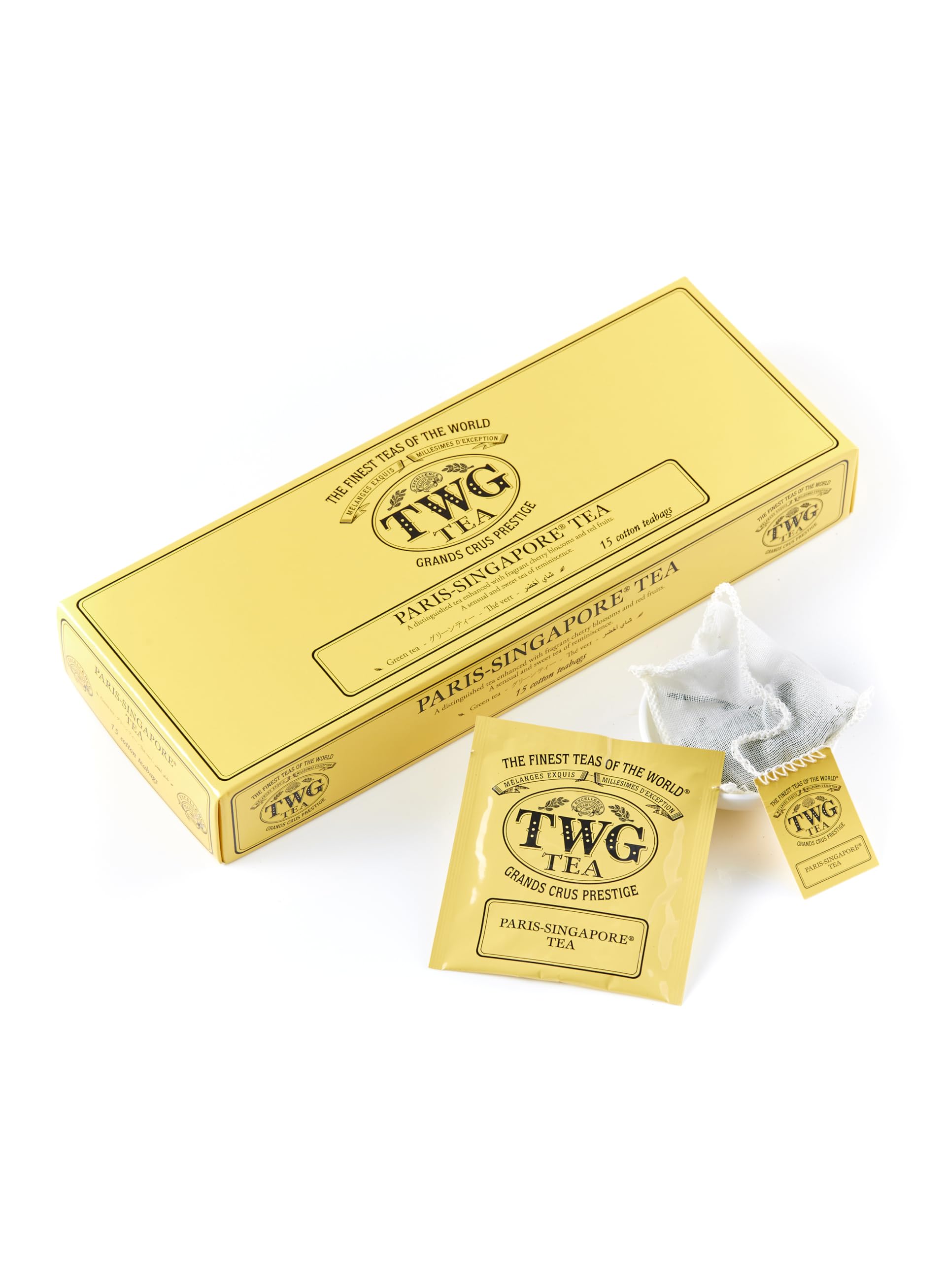 TWG Tea | Paris-Singapore Tea | GreenTea | Cherry Blossoms & Red Fruits | 15 Hand Sewn Cotton Teabags | Gift Set