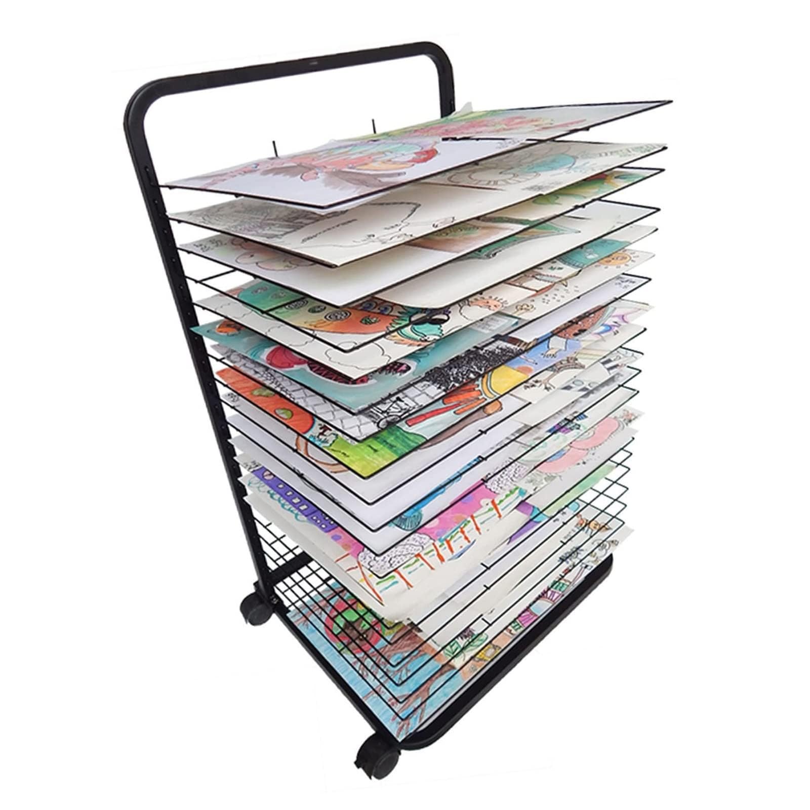 Aioneer Art Drying Rack With Wheels, Educational Product Drying Rack Art Shelf Storage Rack, Suitable For Kindergarten Studio Watercolor Storage Rack