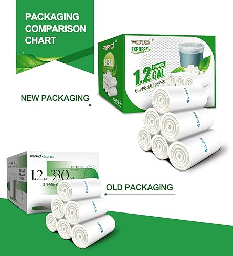 Miniatura 7 de FORID Bolsas de basura pequeñas transparentes de 1.2 galones, 330 bolsas de basura para baño, dormitorio, oficina, bote de basura de 5 litros, bolsa