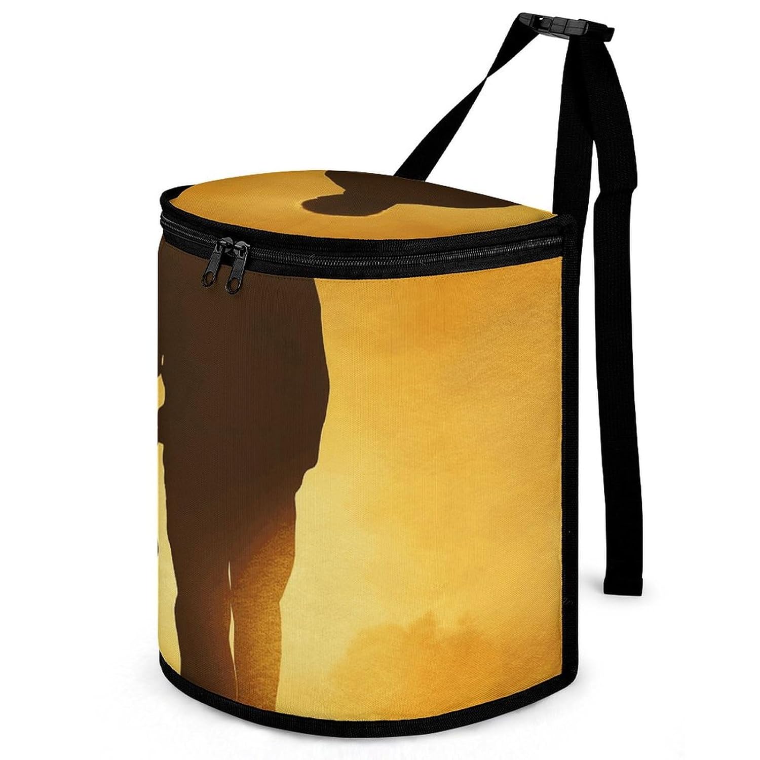 Car Trash Can Silhouette of an Old Man Printed Car Organizer Car Accessory Interior Car Garbage Can with Lid
