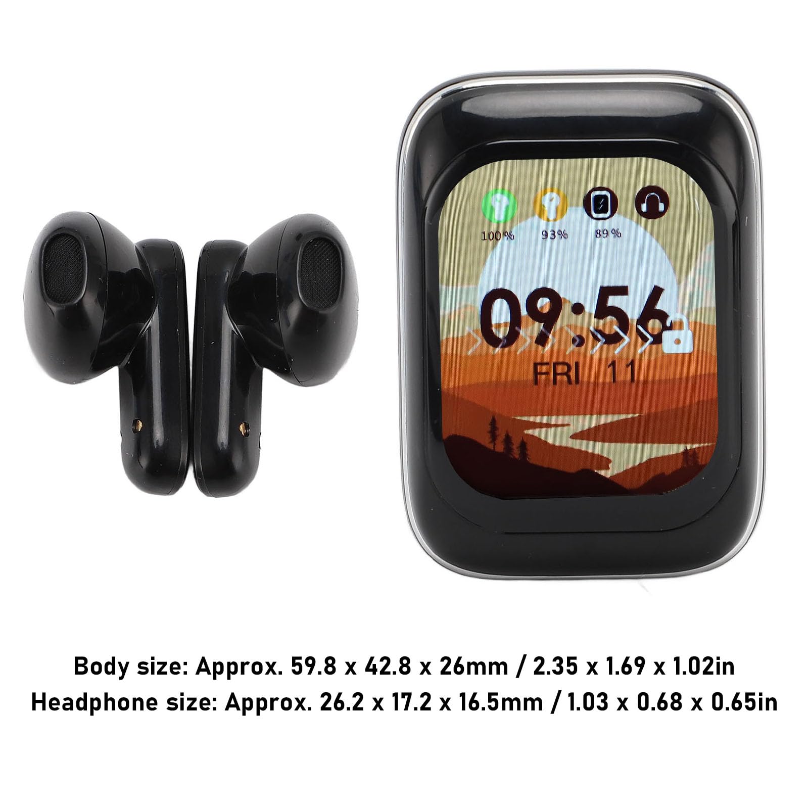 Bezprzewodowe Słuchawki Douszne, Ekran Dotykowy HD, Słuchawki Bluetooth, Wbudowany Odtwarzacz MP3 z Etui ładującym, Słuchawki Douszne z redukcją Szumów, do Uprawiania Sportu