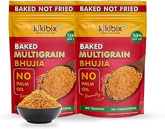 - Baked Multigrain Bhujia Namkeen, Healthy Snacks for adults & kids, Low Fat, Low Calories, High Protein Bhujiya Diet Mixture for diabetics- No Palm Oil, Baked Not Fried - Pack of 2