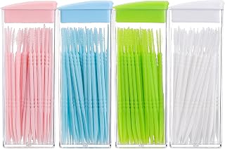 Healifty 200pcs Plastic Toothpicks Double-Ended Toothpicks Brush Teeth Sticks Teeth Cleaning Tool Portable Oral Care Tooth Picks