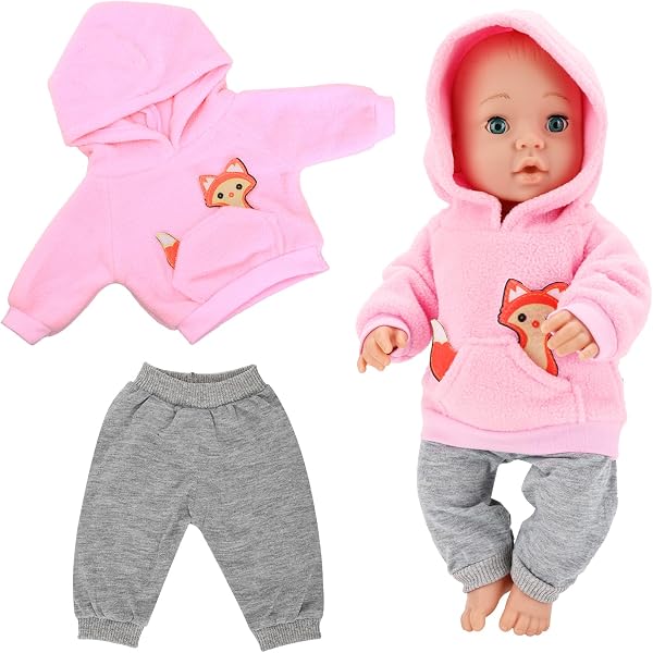 Miunana Abito Con Cappuccio + Pantaloni Per New Born 35 CM-45 CM (14 Pollici-18 Pollici) Baby Dolls Bambola, Bebé Bambolotti (NON INCLUDE BAMBOLA) - 1