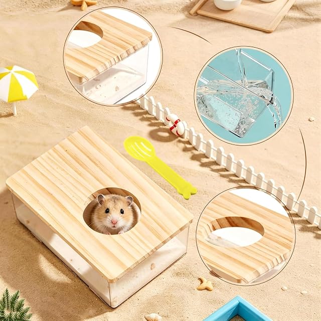 Foto 3 de 6 de Tkxjry Rectángulo Casa Hamster, Casa De Baño para Hamster, Transparent Sand Box For Pet Hamsters Cages