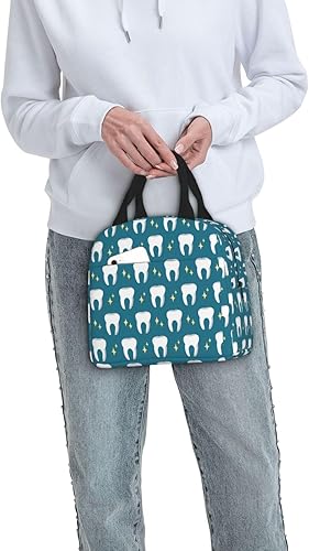 Miniatura 6 de AKEOPIST Lonchera para dentistas, higienista dental, bolsa de almuerzo linda, bolsa de almuerzo aislada, para mujeres, hombres, trabajo, campamento,