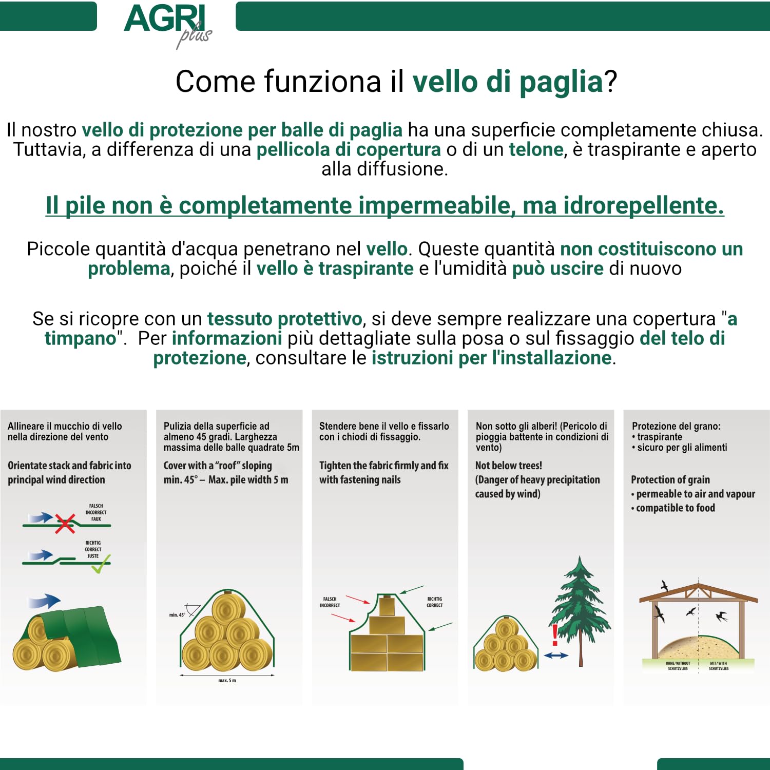 Telo di Copertura AGRI plus 10,4 x 12,50 m (130 m²) Resistente agli Strappi UV