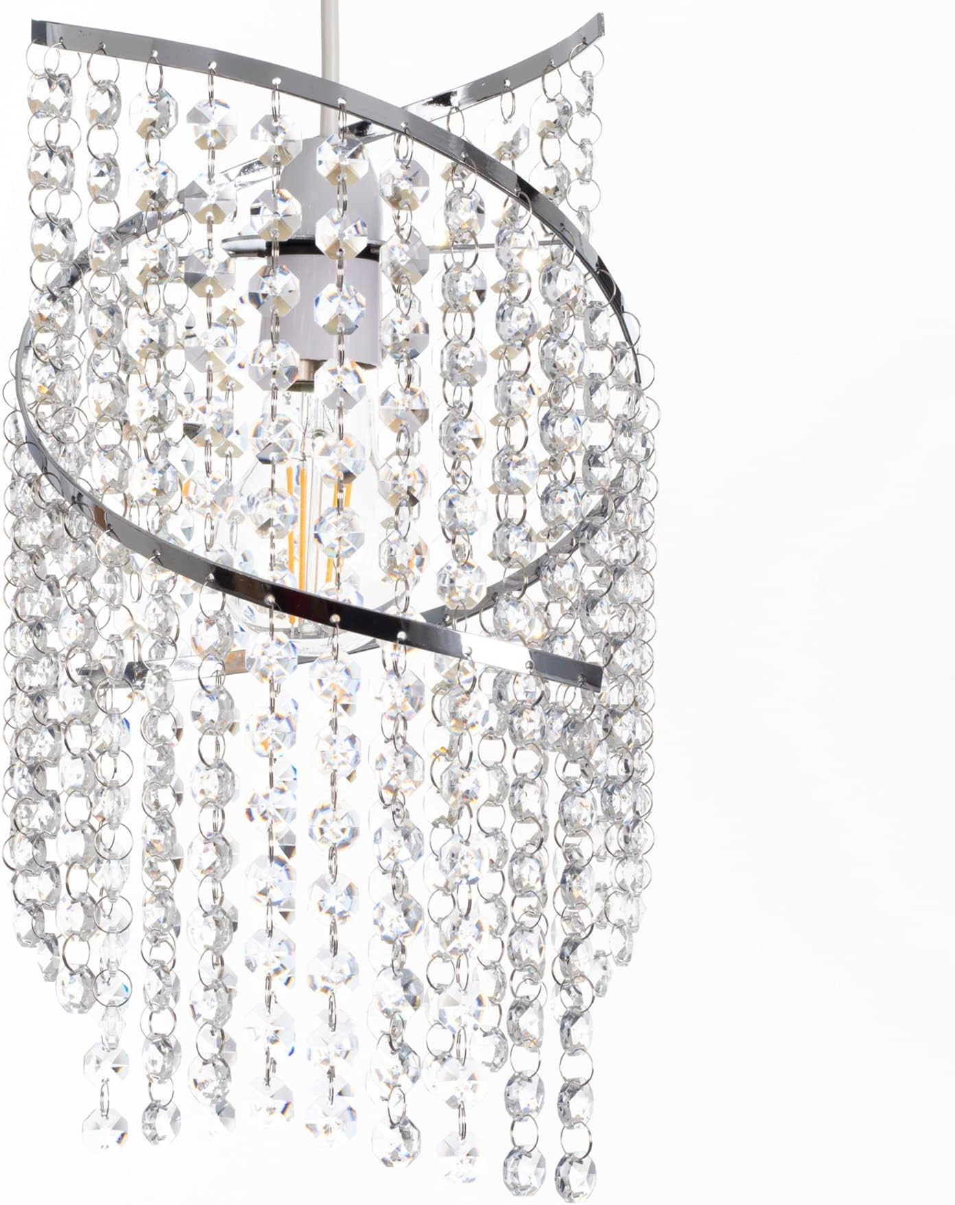 MiniSun Pair of Contemporary Silver Chrome Metal Double Ribbon Spiral