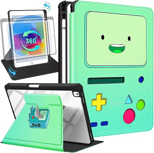 Besoar Funda para iPad de 987 generación de 10.2 pulgadas, diseño de dibujos animados Kawaii para niñas, niños, mujeres, diseño de portalápices