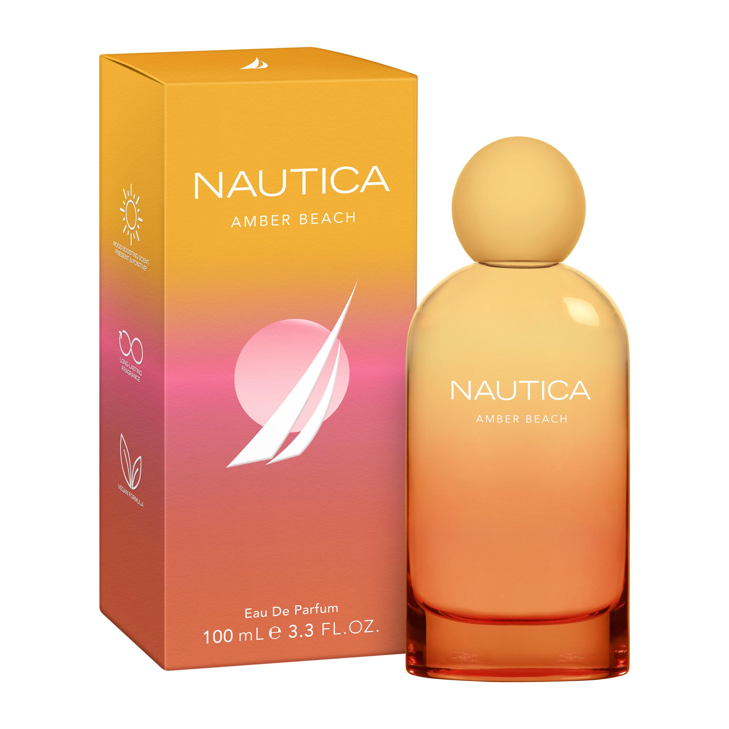 Nautica Amber Beach Eau de Parfum da Donna, Fragranza Mood Boosting, Distintiva e Positiva, Fragranza Ambrata e Fruttata, Formula Vegana, Profumo a Lunga Durata, 3,3 oz