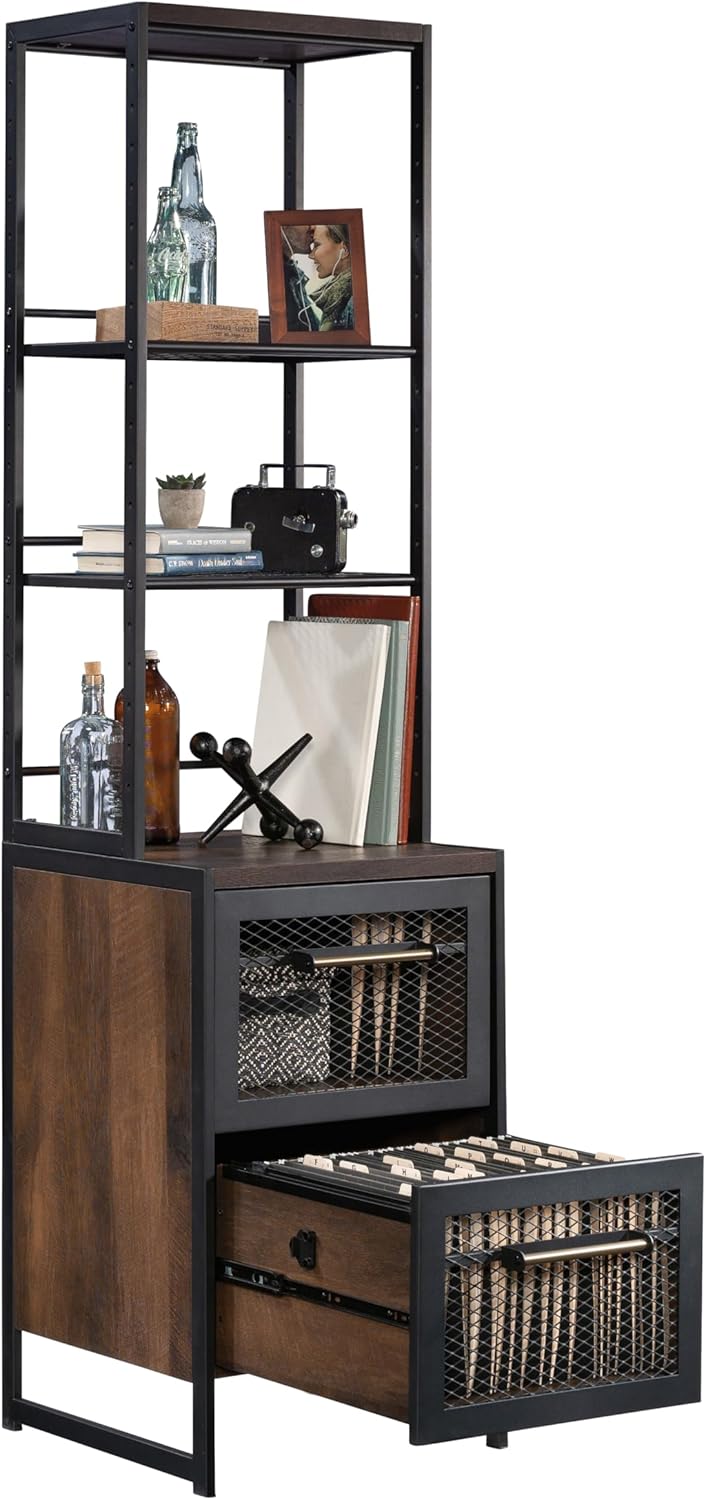 Sauder Briarbrook Tall Narrow Bookcase, Barrel Oak Finish