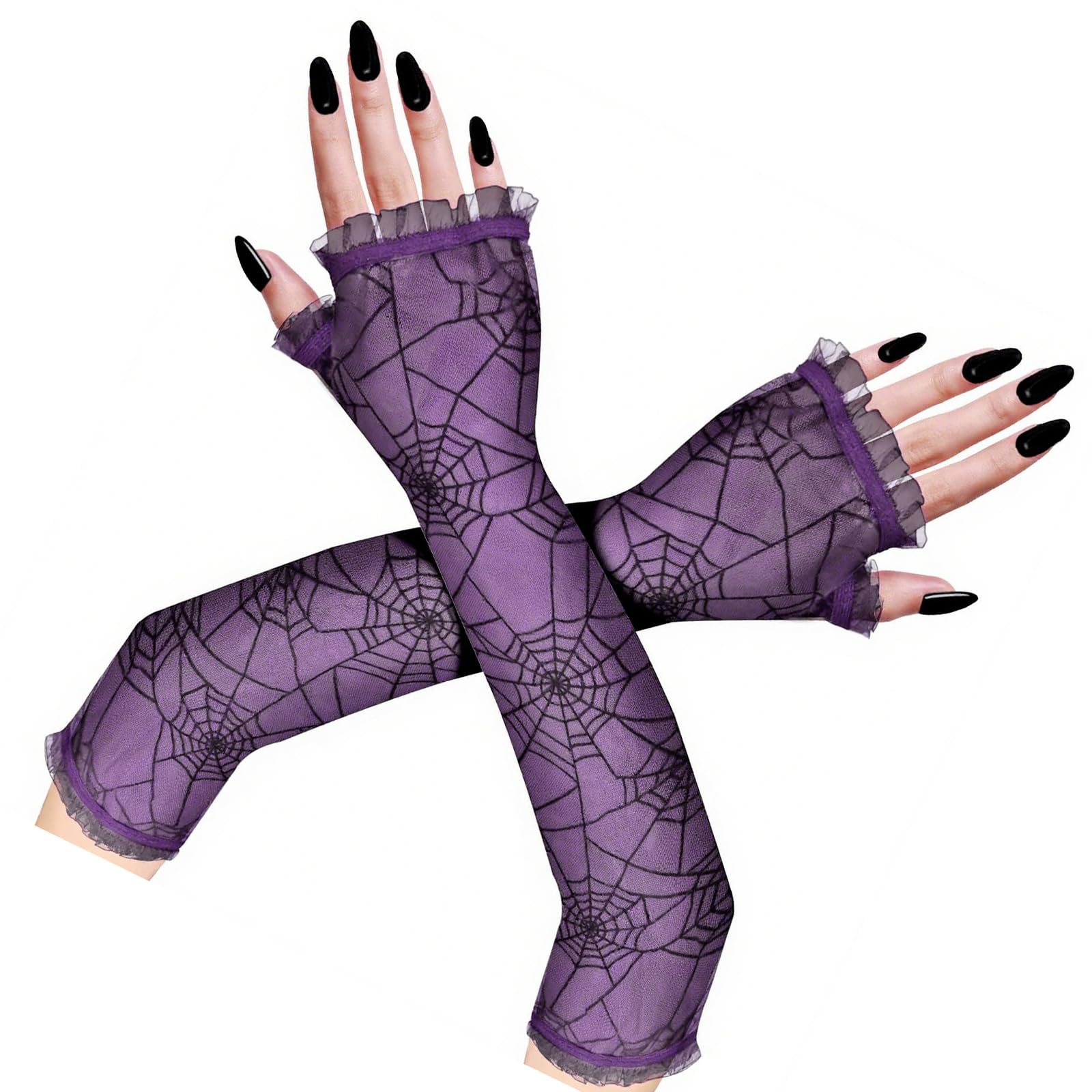 MICFENY Full Length Halloween Gloves With Punk Costume Accessory for Themed Celebrations Stage