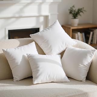 Phantoscope 18x18 Hypoallergenic Virgin Fiber Pillow Inserts Pack of 4 - Plush Square Throw Pillows for Sofa Bed Chair
