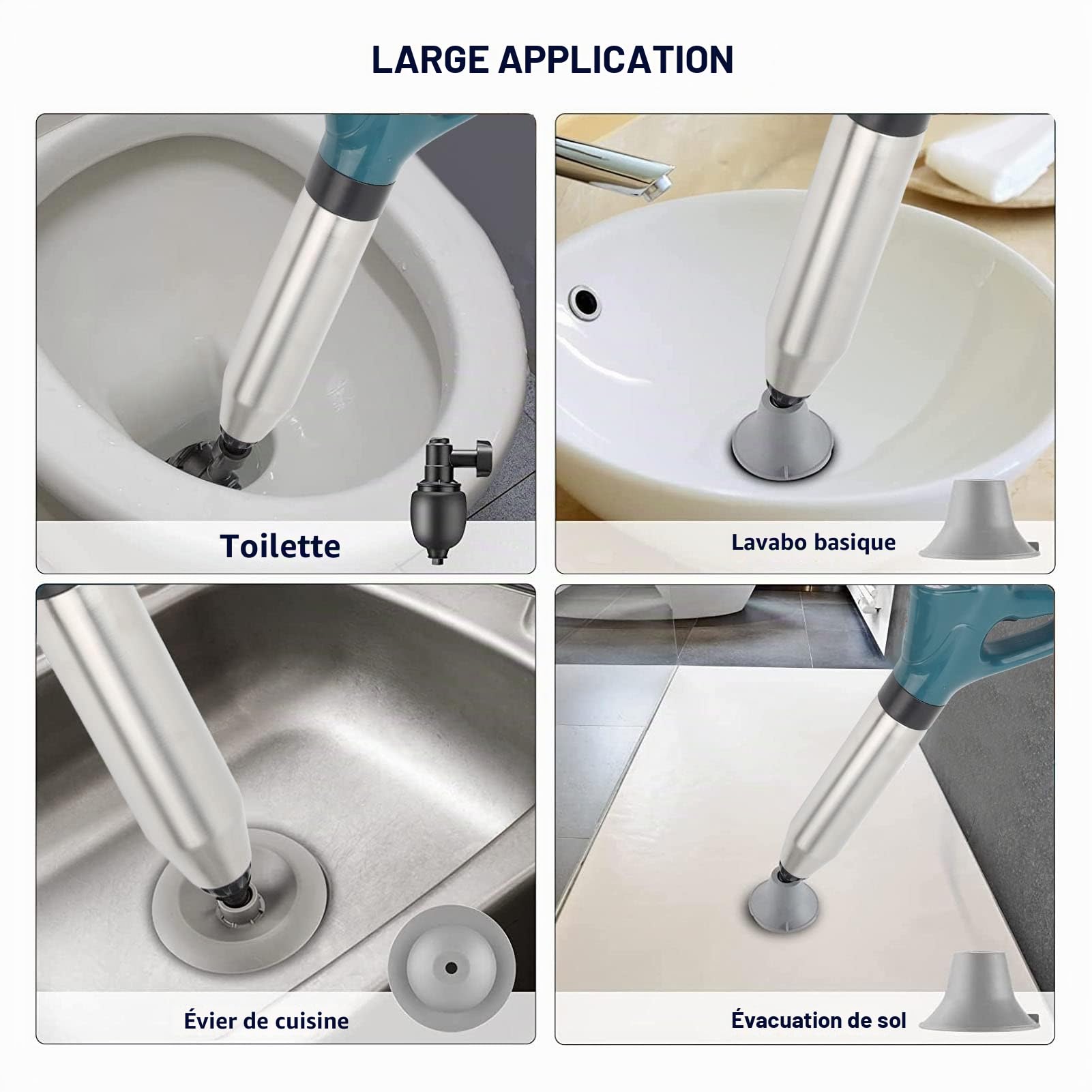 Drain Blaster Air Piston Haute Pression Puissant Drain Blaster Tuyau Déboucheur Bloqué Drain Dissolvant Pour Toilette Et Cuisine