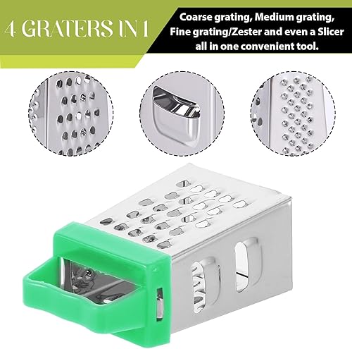 Miniatura 4 de Mini rallador de queso, 3 unidades de acero inoxidable con asa, ralladores profesionales para cortar quesos para cocina, queso, jengibre y verduras