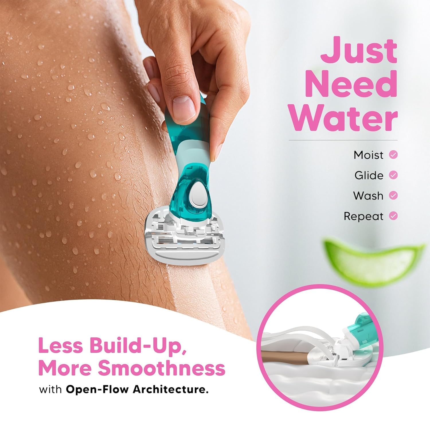 Letsshave Evior Flyyy Razor for Women | World's First 6-Blade Compact Shaving Razor for Women | Dual Moisture Bar with Aloe Vera & Vitamin E | Travel-Friendly Hair Removal Kit with Protective Case 3