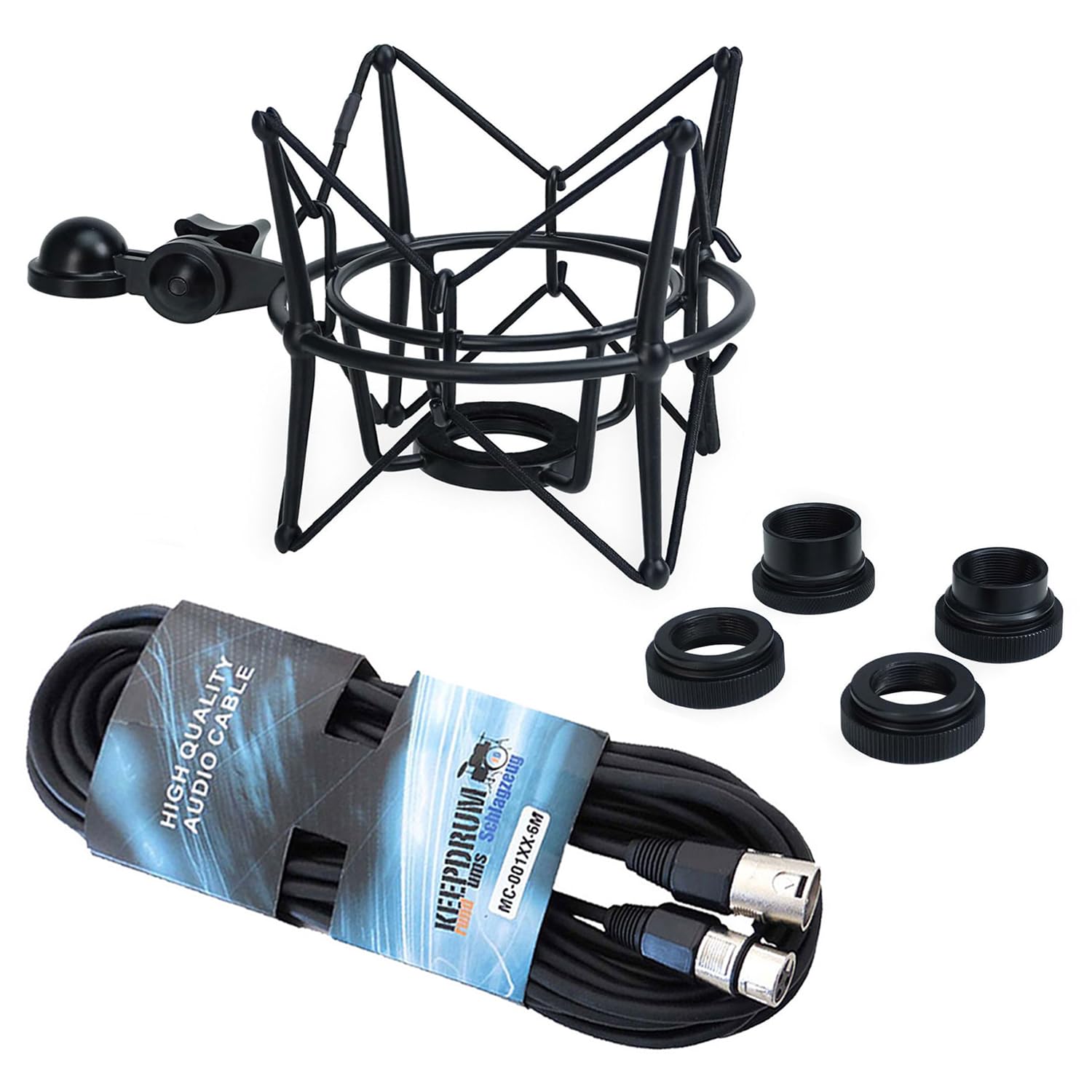 keepdrum MS090B Multi mikrofon pająk czarny z kablem XLR