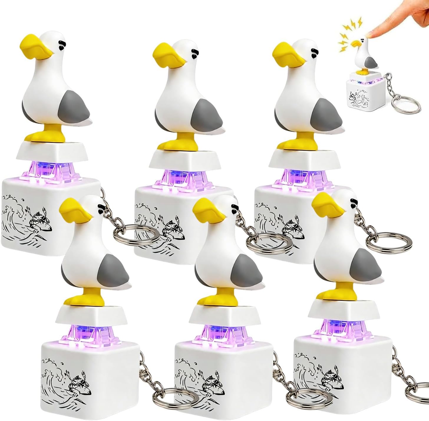 Seagull Mine Button Keychain, Rechargeable Clicker with Real Sound