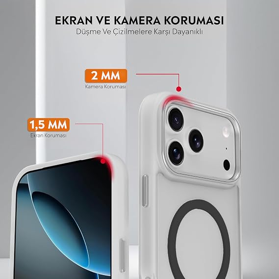 Babilden iPhone 17 Pro Max İçin Kılıf Mika Sararmaz Buzlu Şeffaf Magsafe İle Uyumlu Renkli Telefon Kılıfı (Siyah)
