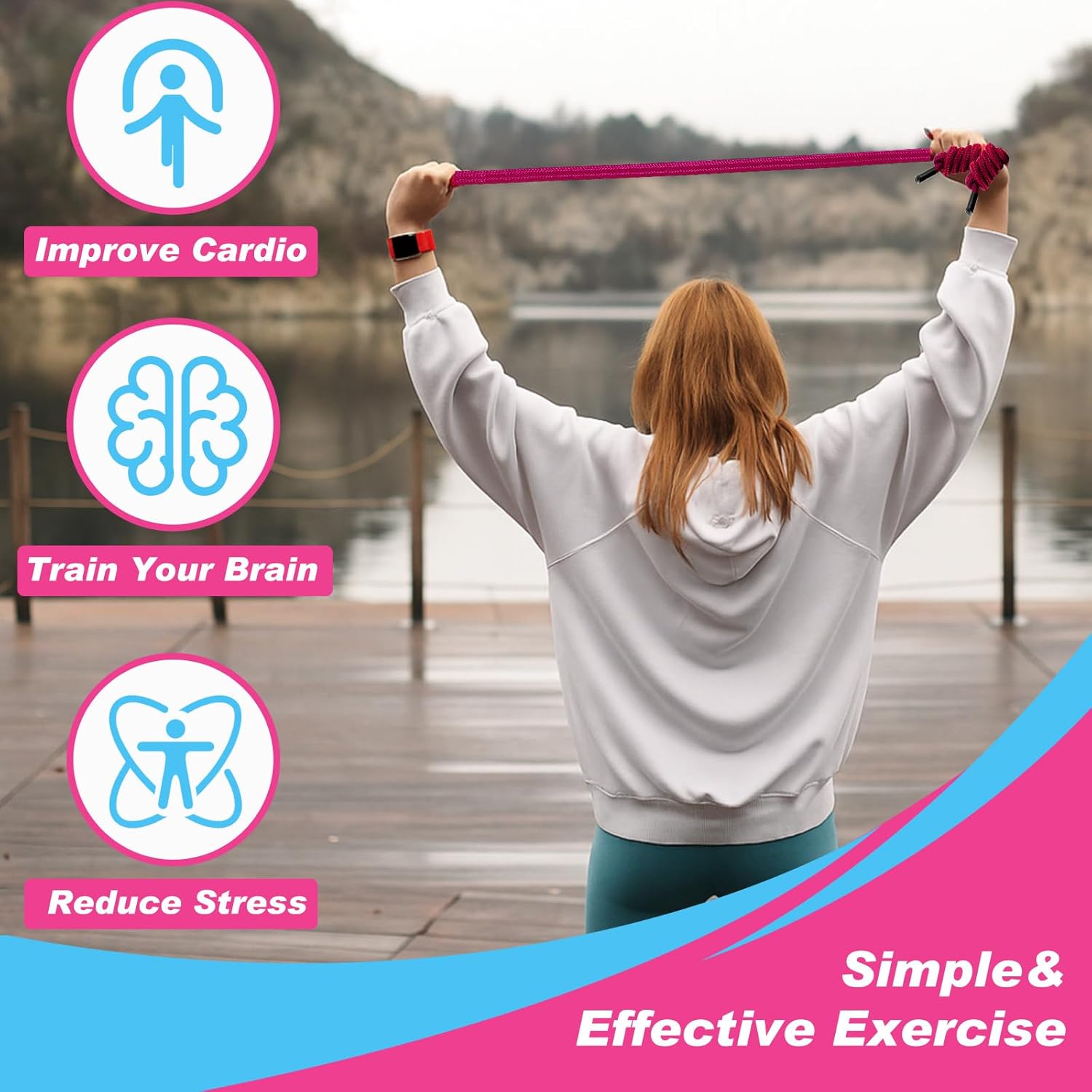 Lewtemi 2 Pcs Flow Rope for Fitness Double Woven Workout Rope Adjustable Length Flow Jump for Working out Men Women Training Exercise Gym Indoor Outdoor Beginner, 9 ft